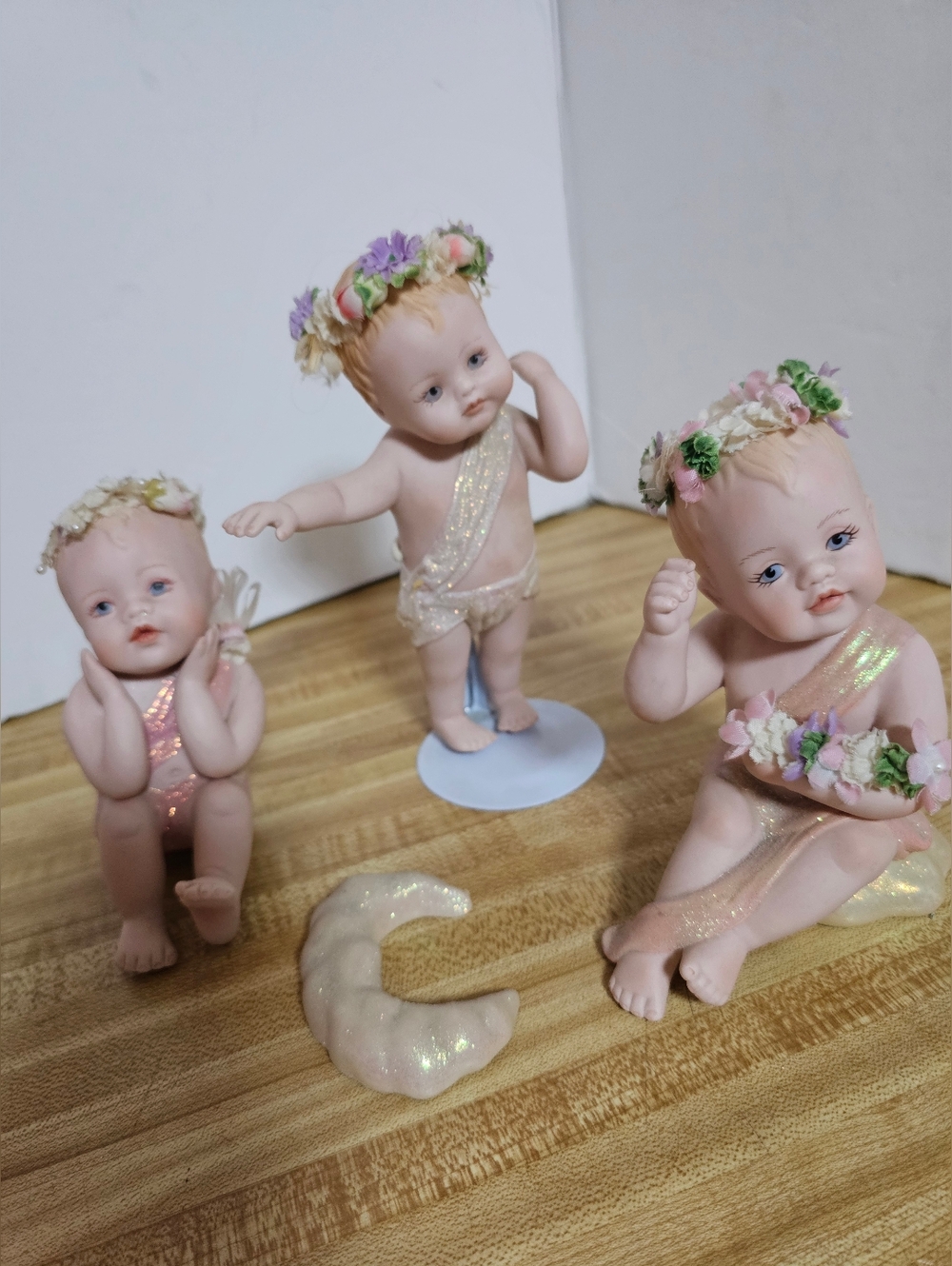 Lot of 3 Hamilton Collection Phyllis Parkins Cherub Angels - No Wings - Perfect